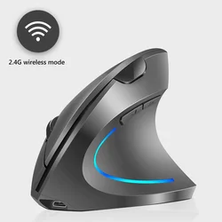 H1 ergonômico mouse vertical 2.4g usb sem fio ajustável 2400dpi gaming mouse computador ratos com luz rgb para escritório em casa pc