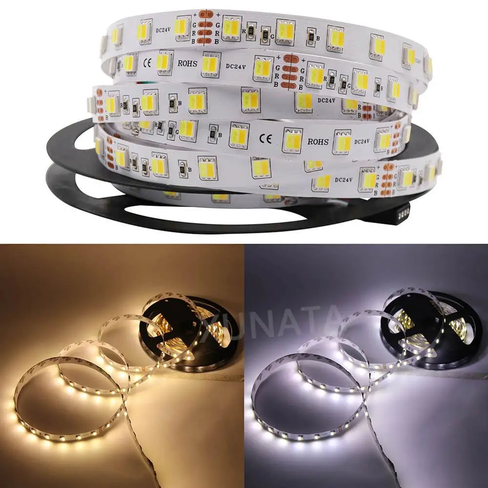 CCT Светодиодная лента DC12V 5050 водонепроницаемая гибкая 300LED двойная цветовая