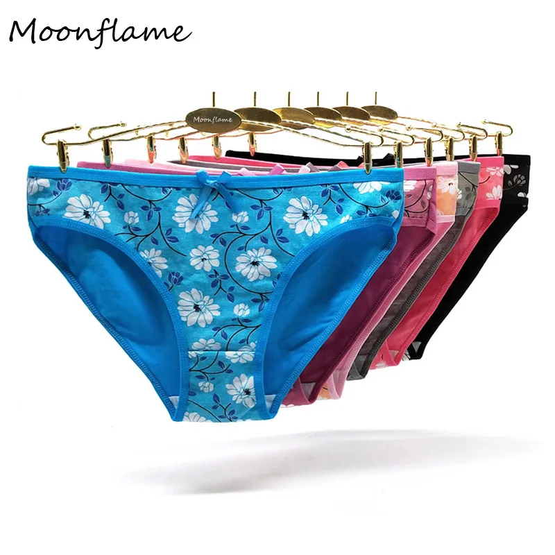 Moonflame 5 шт/лот женская одежда Новые цветочные Хлопковые женские трусы 89050 - Цвет: Многоцветный