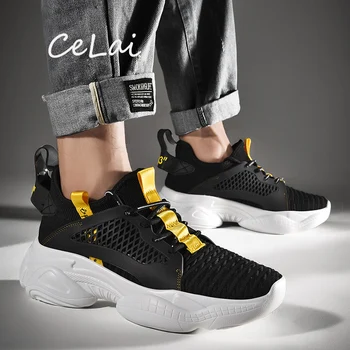 

CeLai Breathable Men Sneakers Male Shoes Adult Red Black Whiter High Quality Comfortable Non slip Soft Mesh Men's Shoes A-009