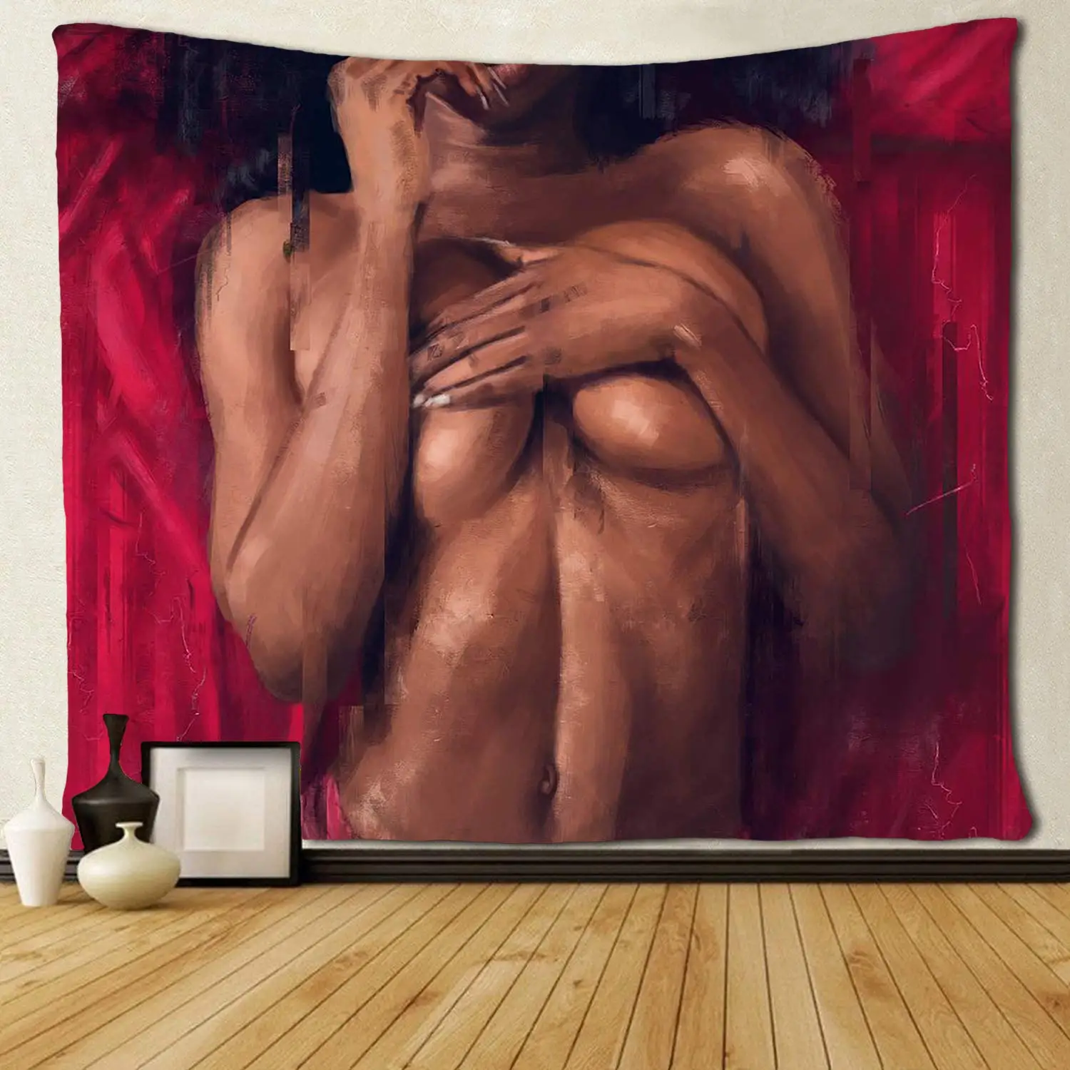 

Black Sexy Women African American Red Tapestries Hippie Art Wall Hanging Throw Tablecloth