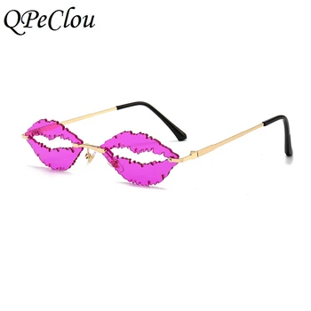 

QPeClou 2020 New Fashion Sexy Purple Lips Sunglasses Women Red Labium Sun Glasses For Party Female Luxury Color Shades