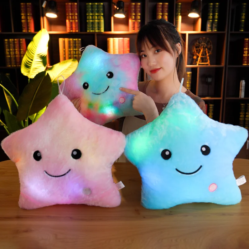 Luminous Star Pillow Led Light Pillow Plush Toys Colorful Stars Kids Toys Birthday Gifts For Kids 1pc 40CM