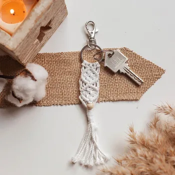 

Mini Macrame Keychains Bag Charms Hanging Decorations With Tassels Handcrafted Accessories For Key Purse Wallet Decorations Gift