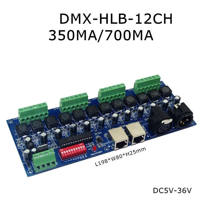 

Регулятор яркости DMX512, LED-декодер с постоянным током 350 мА/700 мА * 12 каналов и контроллер RJ45 3P, диммер для светодиодных лент RGB