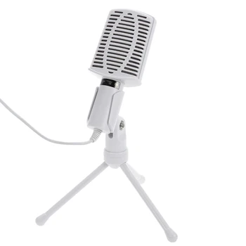 

Professional Condenser Microphone 3.5mm Jack AUX Wired Portable Desktop Tabletop Mic With Tripod Stand For PC Computer Broadcast