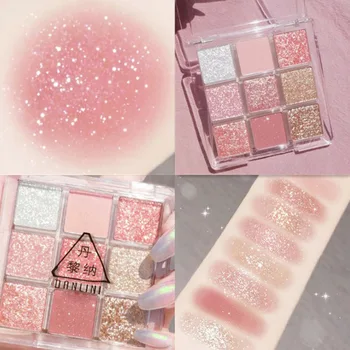 

9 Colors Eyeshadow Palette Shiny Matte Eye Shadow Palette Waterproof Glitter Makeup Palette Make Up Cosmetics Long-lasting TSLM1