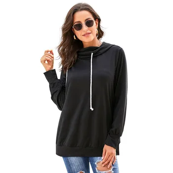

BONJEAN Blue Hooded Sweatshirts & Pullovers for Women 2020 Autumn Tops Loose Clothes Long Sleeve Casual Green Sweatshirts BJ1600
