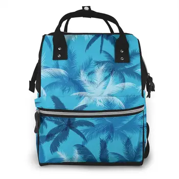 

Mummy Maternity Nappy Bag Tropical Palm Leaves Blue Large Capacity Nappy Bag Travel Backpack Nursing Bag for Baby Care