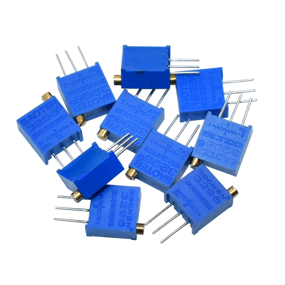 Multiturn Trimmer Potentiometer High Precision Variable Resistor 3296W 50 100 200 500 1K 2K 5K 10K 20K 50K 100K 200K 500K 1M ohm metal film resistor,metal film resistors,smd resistor,carbon film resistor,smd chip resistor,wirewound resistor,cement resistor,photo resistor,light sensitive resistor,thermal resistor,network resistor array
