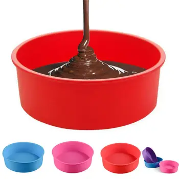 

6/8/9'' inch Silicone Round Cake Pan Tins Non-stick Baking Mould Bakeware Tray