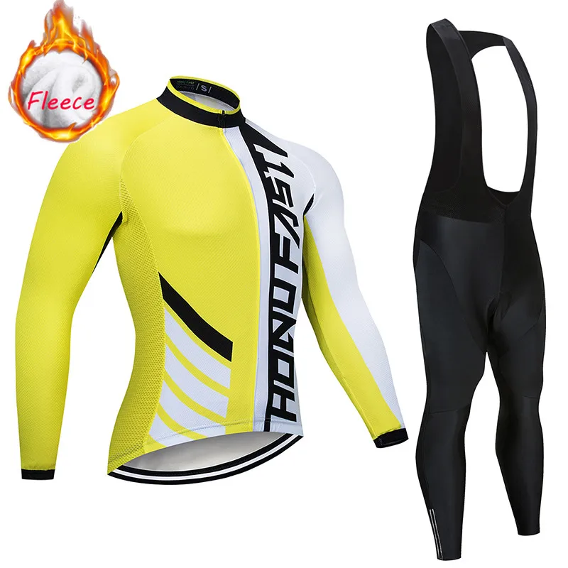

fast new Brand Winter Thermal Fleece Cycling Jersey set 2019 pro team long sleeve Bicycle Ropa Cycling Clothing