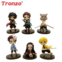 Tronzo Demon Slayer Kimetsu no Yaiba Q posket Kamado Tanjirou Nezuko Zenitsu Giyuu Inosuke ПВХ фигурка Модель Коллекция куклы игрушки