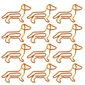 

50Pcs Golden Dachshund Paper Clips Cartoon Paper Clips Creative Customization Special-shaped Gold Paper Clips(Orange)