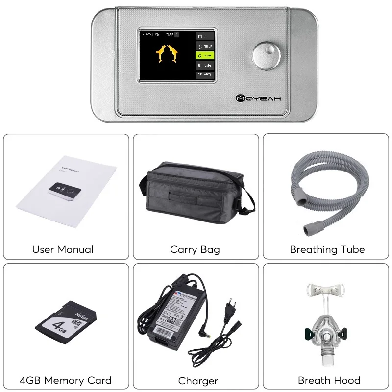 MOYEAH автоматический двухуровневый CPAP BiPAP прибор для избавления от храпа с Wi-Fi Bluetooth маска шланг для пациента ОСА copd-терапевтическое устройство вентилятор
