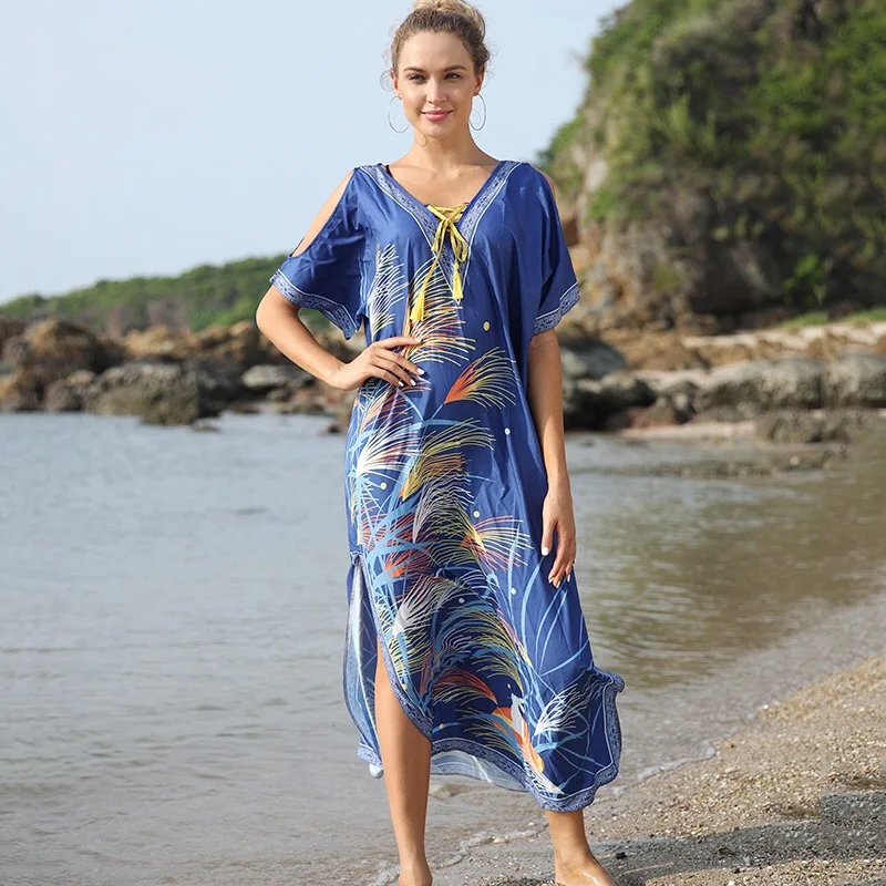 

Kaftan Bathing suit Sarong Beach Pareo Print Swimsuit Cover-up Plus size Dress Beachwear