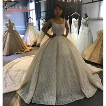 Роскошное свадебное платье цвета шампанского блестящее пышное свадебное платье со шлейфом