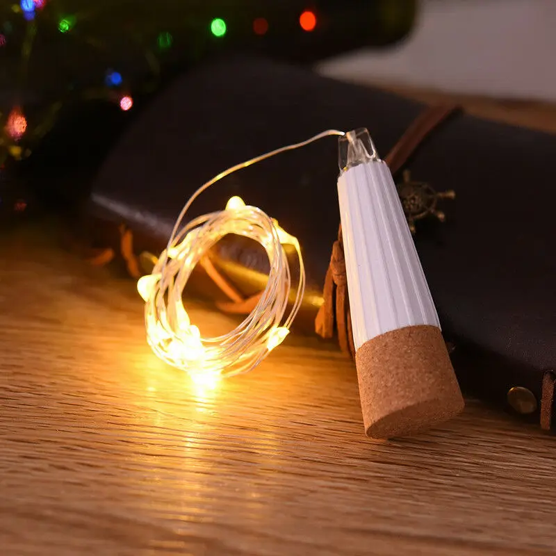2m 20 LED 코르크 병 요정 빛 USB 충전식 침실 홈 파티 웨딩 크리스마스 실내 장식 문자열 램프