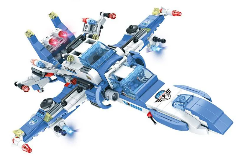 8Pcs lot City Police SWAT Robot Aircraft Car ROBOCOP Bricks LegoINGLs Technic Brinquedos Building Blocks Sets 5