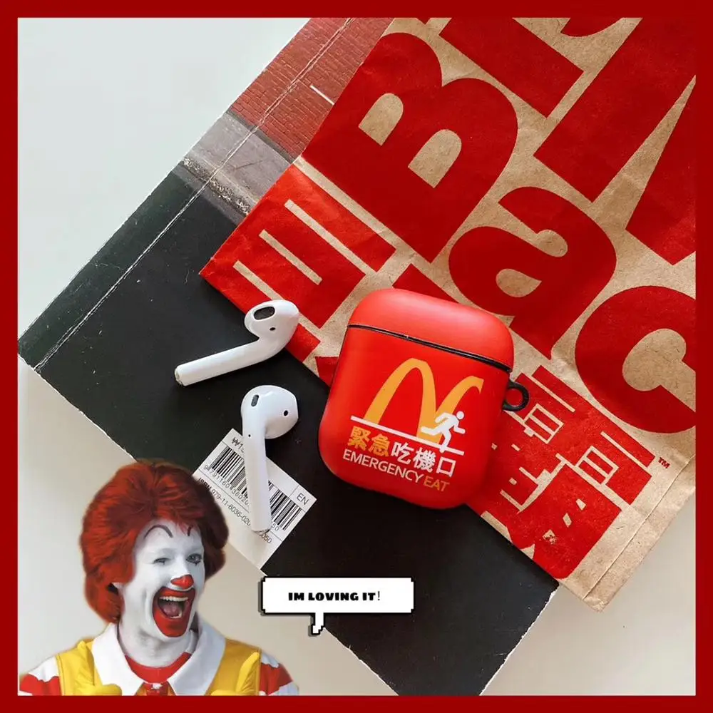 Чехол для airpods, забавный упаковочный мешок mcdonald's, Модный мягкий чехол для Apple, новинка Airpods 1/2, чехол, беспроводной Bluetooth, чехол для наушников - Цвет: Красный