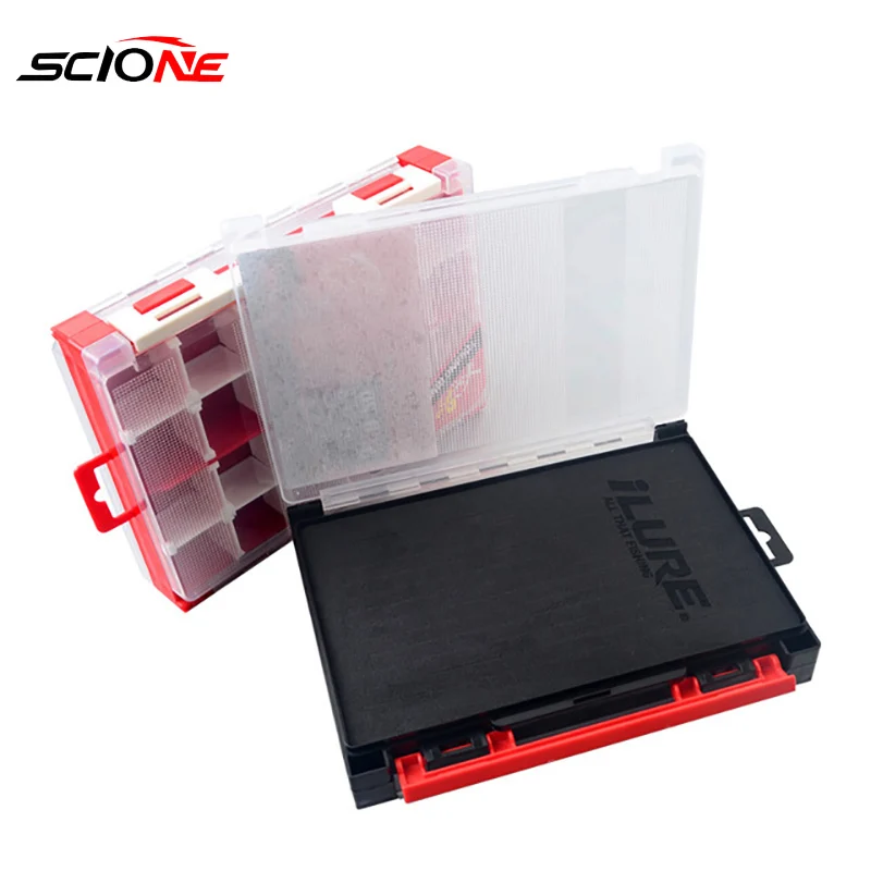 

Двухсторонний ящик для приманок, многофункциональная коробка для рыболовных снастей, портативный жесткий Контейнер для хранения мягких приманок, аксессуары для рыболовных снастей X624G