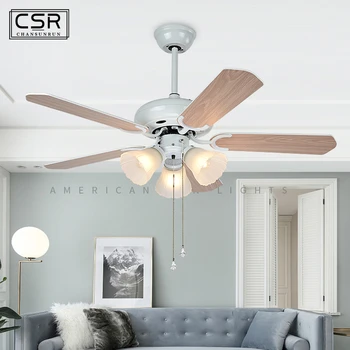 

Retro Ceiling Fan Lamp Simple Home Fans Lamp Retro European Wooden Leaf Full Copper Ceiling Fans with Lights Tricolor Lights Fan