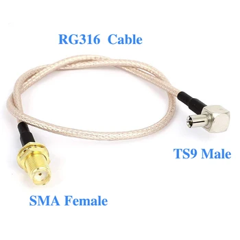 

10Pcs RG316 10cm TS9 Male Plug Right angle to SMA Female Jack Connector Pigtail Extension Cable