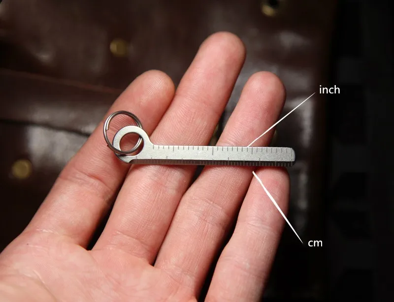 Mini Titanium Small Ruler Keychain Portable Ruler EDC Measuring Tool Centimeter Inch