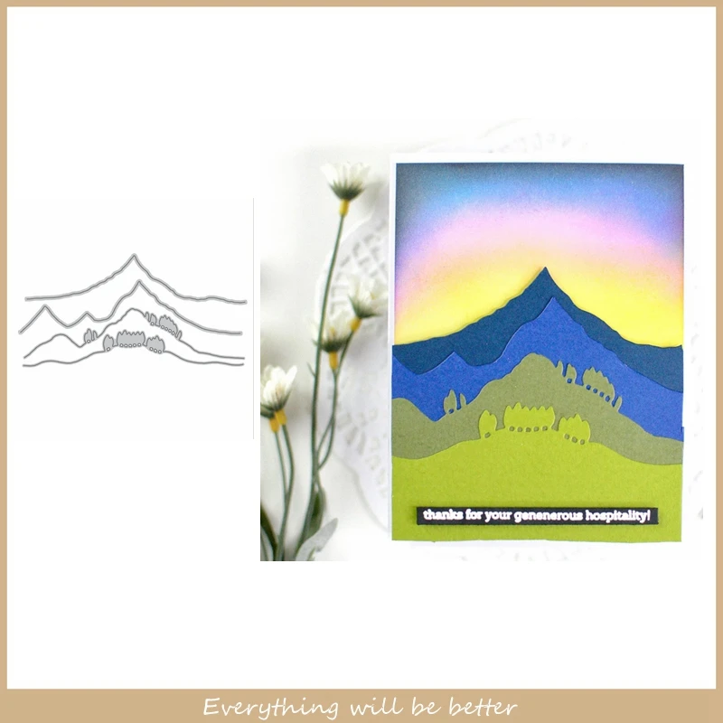 

Mountain Range Tree Forest Layered Metal Cutting Dies New Template 2020 Frame Scrapbook Craft Decorate Cards Hot Selling DIY
