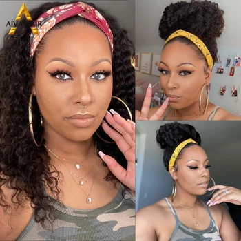 

AIVA Cheap Synthetic None Lace Wig Cheap Wigs Kinky Curly Headband Wig Synthetic Wig High Temperature Fiber Wigs For Black Women
