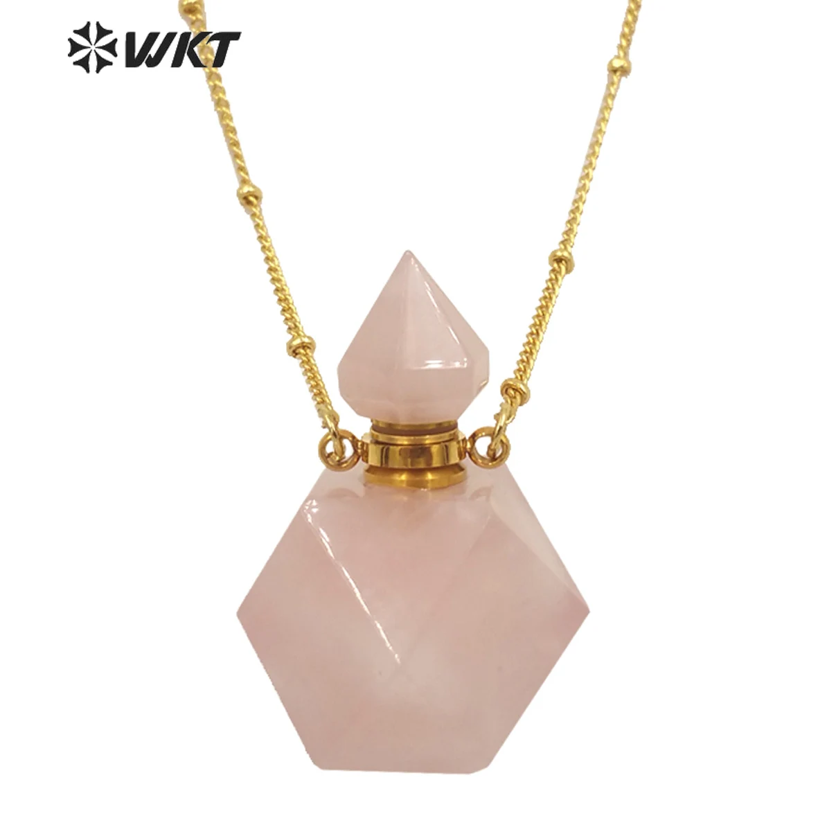 

WT-N1286 Wholesale Women Natural Diamonds Cut Stone Perfume Bottle Necklace 18 Inch Long Beads Chain Gemstones Pendant