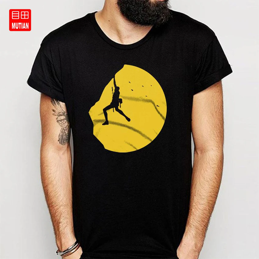 para hombre con motivo escalada en roca y atardecer|Camisetas| - AliExpress