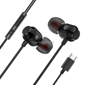 

500pcs Type-C Metal Earphone for Oneplus 7 Pro 6t In-ear Mic Wire Control Bass Magnetic Headset Earphone for Note 10 Plus USB-C