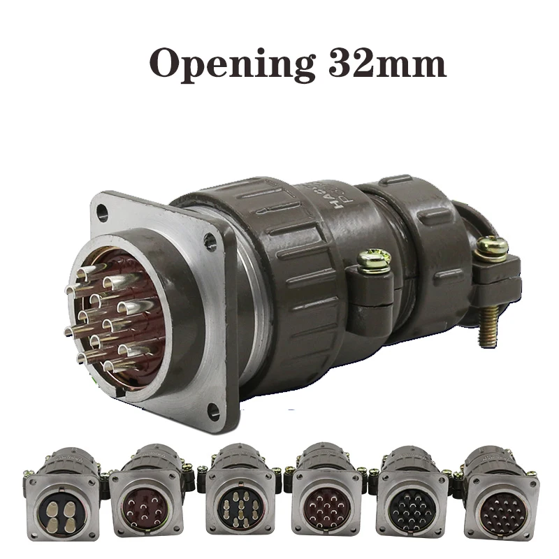 

1PCS Aviation plug and socket P32-4 core 8 core 10 core 12 core 14 core 19 core round connector mounting hole 32MM
