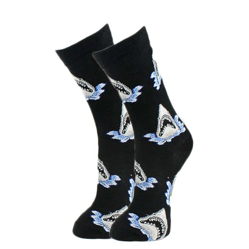 Качественные повседневные уличные забавные чесаные мужские хлопковые носки цветные милые носки с изображением животных, носки в стиле хип-хоп Calcetines Hombre Sox - Цвет: 23