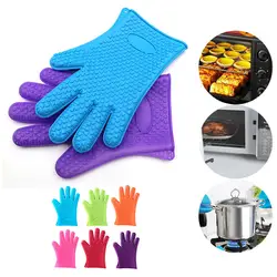 2 пары силиконовых перчаток с пятью пальцами для микроволновой печи, анти-обжимные перчатки, термоизоляционные перчатки, кухонные