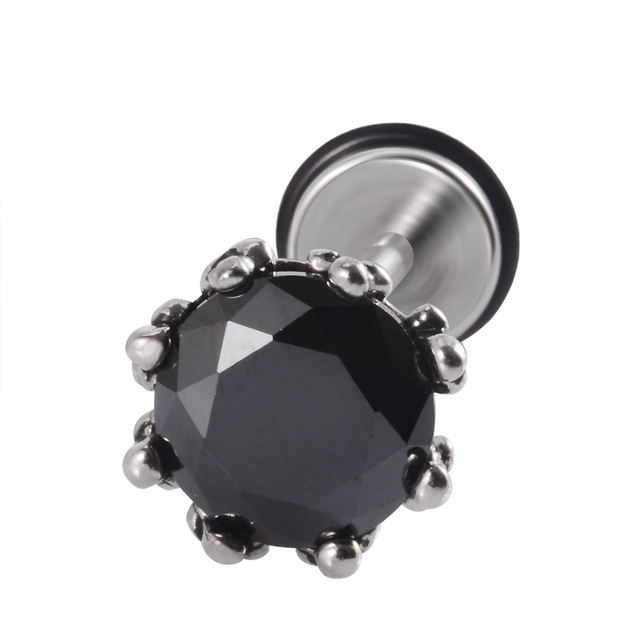 Stainless Steel Punk Ear Studs Tragus Cartilage Piercing Lobe Earring Zircon Man Women Stud Helix Cartilage Piercing Jewelry
