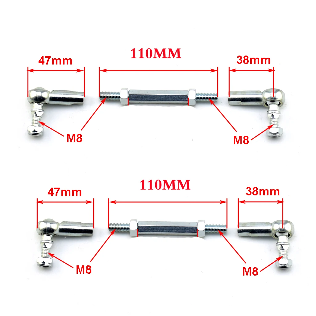 2 pce 100MM-240MM M8 스티어링 타이로드 키트 볼 조인트, 2 스트로크 전기 미니 키즈용, ATV Go Kart 버기 스쿠터 부품