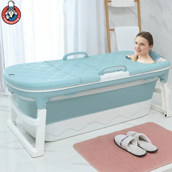 

138cm Large Home Fold Bathtub Adult Spa Sauna Thicken Children's Folding Tub Massage Bath Barrel Steaming Dual-use Baby Tub