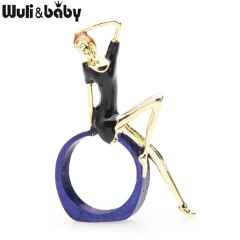 

Wuli&baby Red Black Dress Lady Brooches Women Alloy Enamel Model Europe Style Party Banquet Brooch Pins Gifts