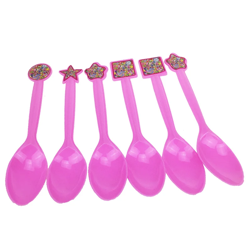 Сладкий сахар леденец вечерние набор посуды тарелка салфетки баннер с днем рождения конфеты/попкорн детский душ вечерние украшения - Цвет: spoon X6