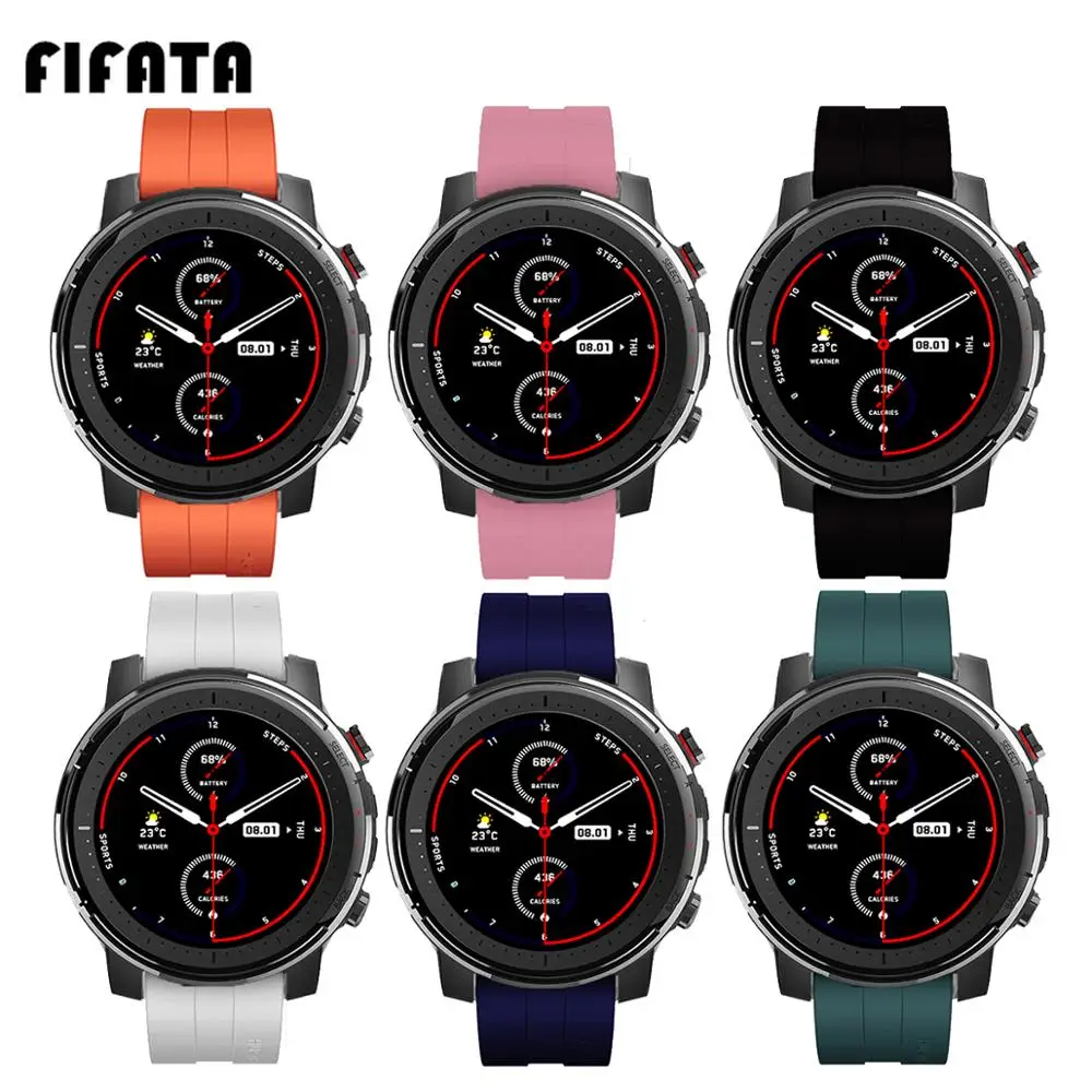 FIFATA 22 мм яркие силиконовые часы ремешок для Xiaomi Huami Amazfit Stratos 3/2/GTR Смарт часы замена браслеты