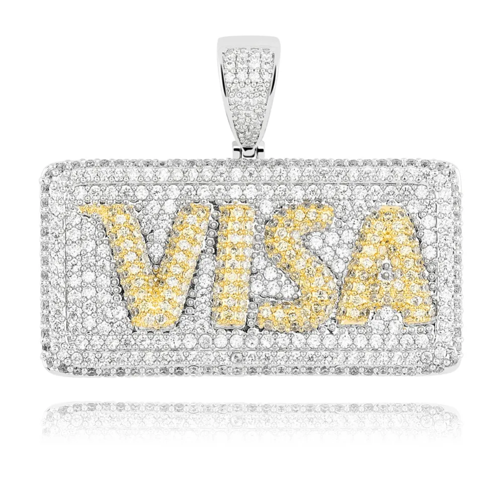 TOPGRILLZ хип хоп микро Pave кубический циркон Bling Ice Out VISA Кредитная Золотая карта квадратные подвески ожерелья для мужчин рэппер ювелирные изделия