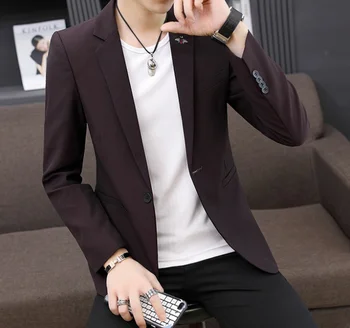 

New Autumn Fashion Business Causual Men Blazer Slim Fit Jacket High Quality Mens Blazers One Buttons