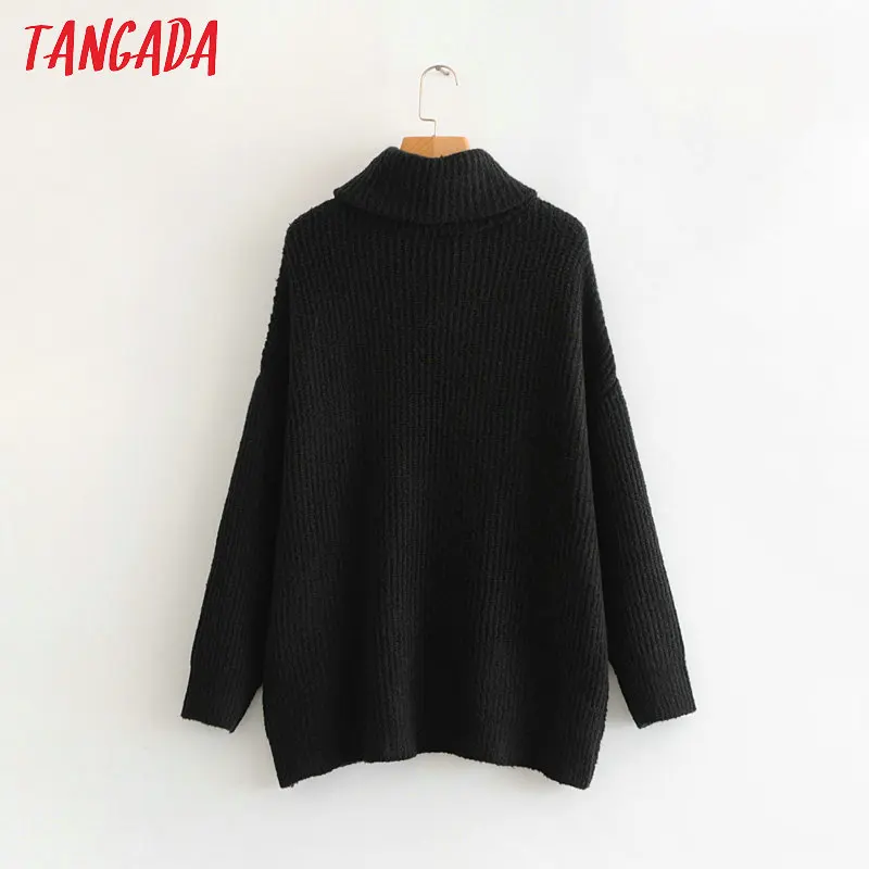 Tangada, женские джемперы с воротником, свитера, большие размеры, Зимняя мода, длинный свитер, пальто, рукав летучая мышь, Рождественский свитер HY135