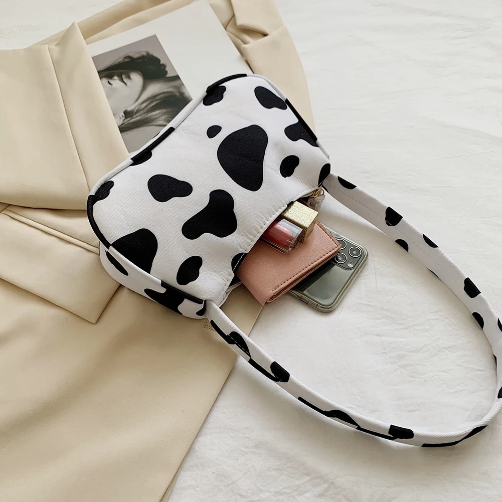 Animal Pattern Print Canvas Shoulder Underarm Bag Vintage Ladies Small Purse Handbags Casual All-match Fashion Women Square Bags