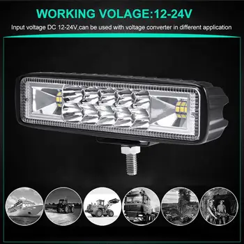 

LED Car Truck Work Lamps 18W DC 12-24V Long Strip Anti-corrosion Off-road Vehicle SUV Car Light Cool White 6500K Auto Worklight