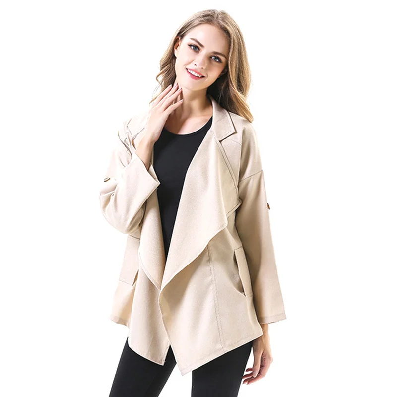 

New Trench Coat for Women Apel Long Sleeve Windbreaker Coat Top Solid Color Women Clothes Coat Korean Fashion Clothing Casual