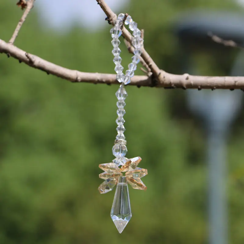 1 шт. Хрустальный висячий Ангел Suncatcher орнамент Радуга производитель люстра Защита от солнца Ловцы окна Рождественский Декор подарок - Цвет: champagne