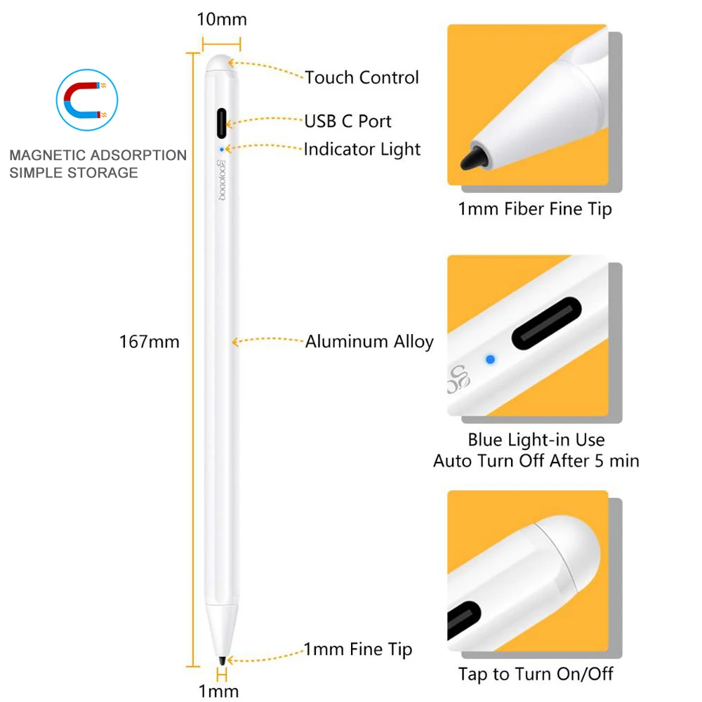 GOOJODOQ Touch Pen Stylus For apple pencil 2 1 for iPad 9.7 Pro 11 12.9 Air 3 10.5 10.2 Mini 5 Tablet Stylus Pen